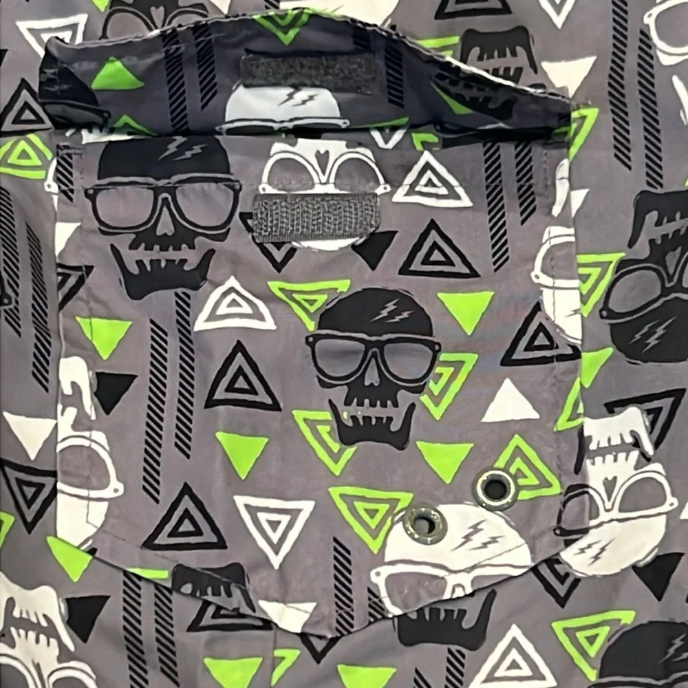 OP Board Shorts Skulls Small (6-7) Elastic Waistline Drawstring Cargo Pocket